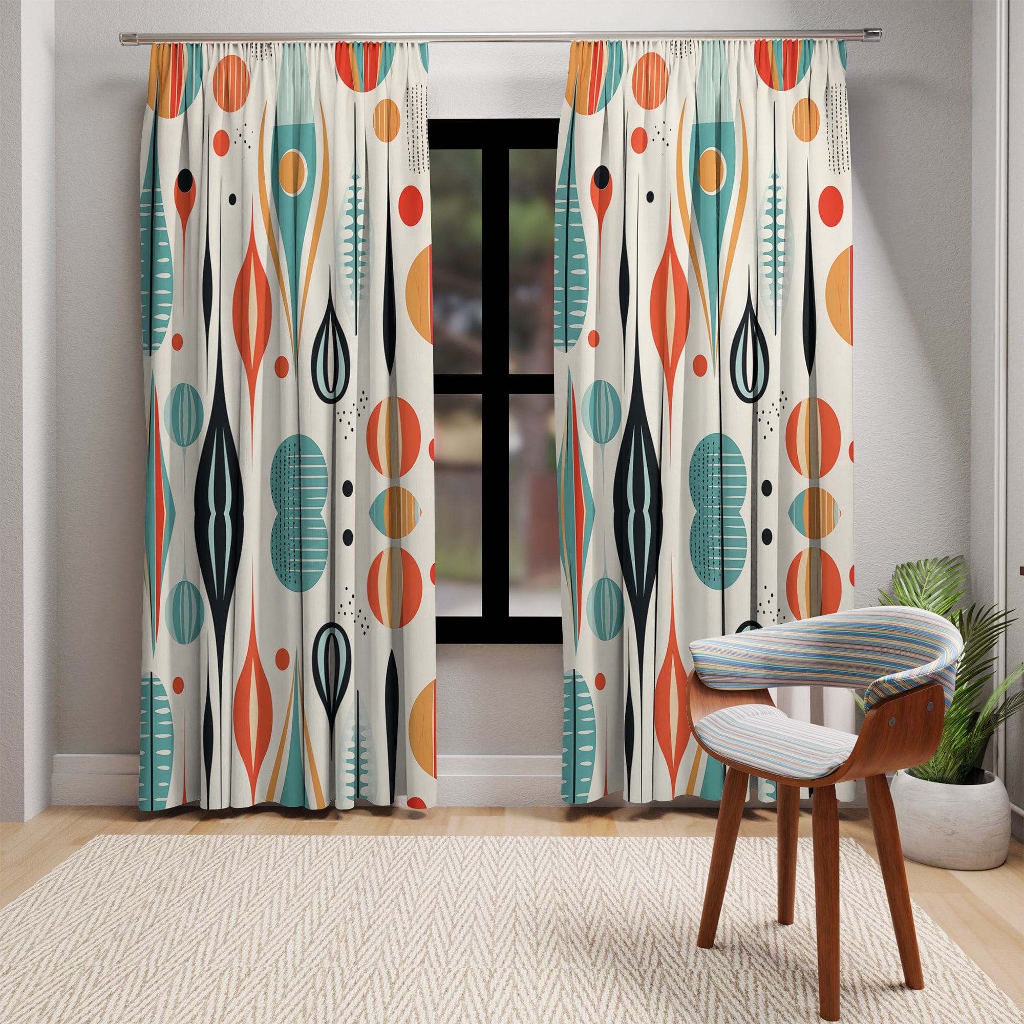 Kate McEnroe New York Mid Century Modern Retro Geometric Boho Blackout Window CurtainsWindow Curtains16490223299509802178