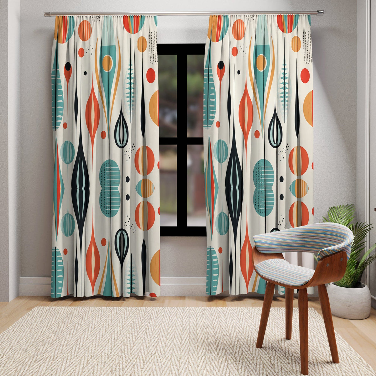 Kate McEnroe New York Mid Century Modern Retro Geometric Boho Blackout Window CurtainsWindow Curtains16490223299509802178