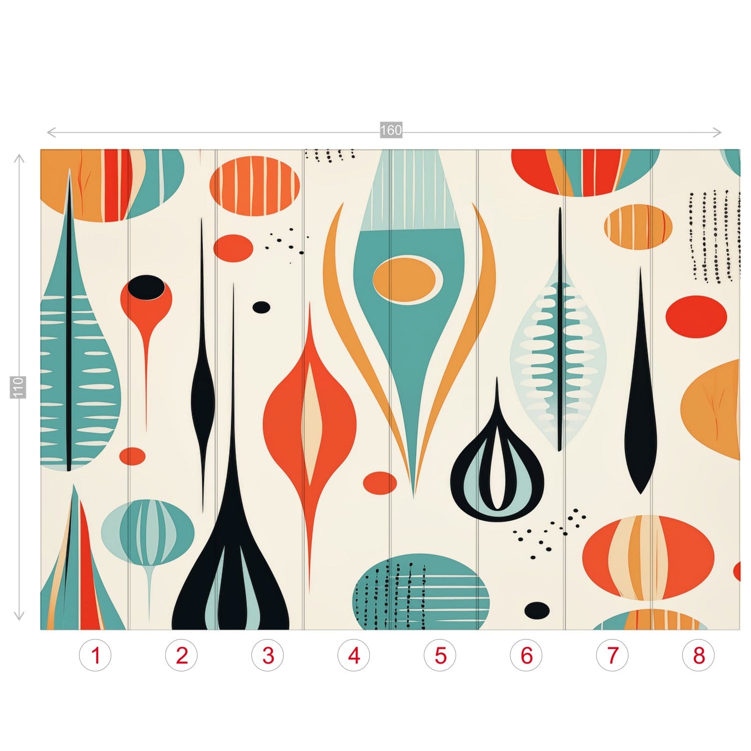 Kate McEnroe New York Mid Century Modern Retro Geometric Botanical Peel - and - Stick Wallpaper MuralWall Mural110947