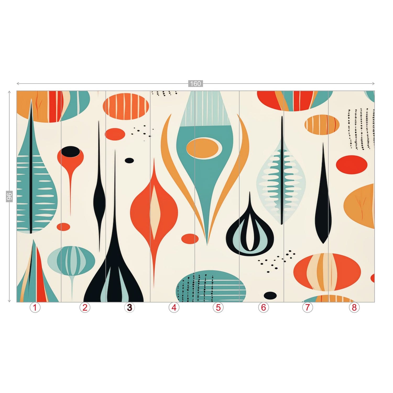 Kate McEnroe New York Mid Century Modern Retro Geometric Botanical Peel - and - Stick Wallpaper MuralWall Mural110947