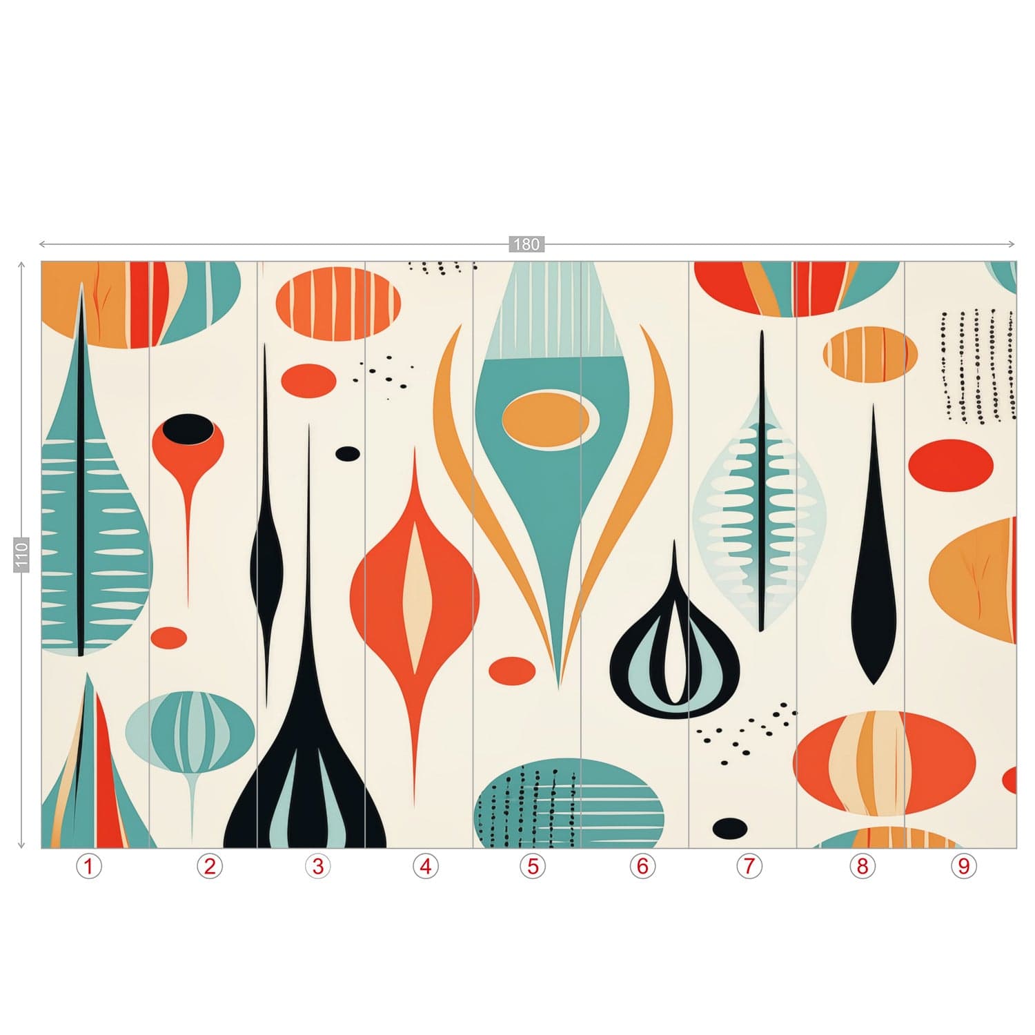 Kate McEnroe New York Mid Century Modern Retro Geometric Botanical Peel - and - Stick Wallpaper MuralWall Mural110947