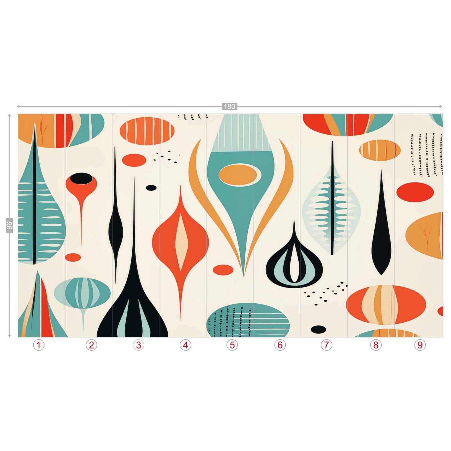 Kate McEnroe New York Mid Century Modern Retro Geometric Botanical Peel - and - Stick Wallpaper MuralWall Mural110947