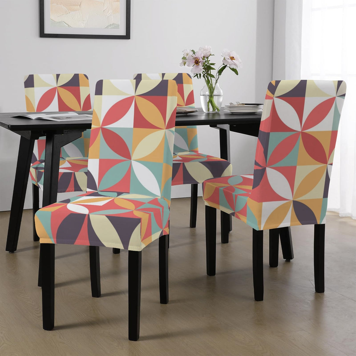 Kate McEnroe New York Mid Century Modern Retro Geometric Dining Chair CoverChair SlipcoversD3301045