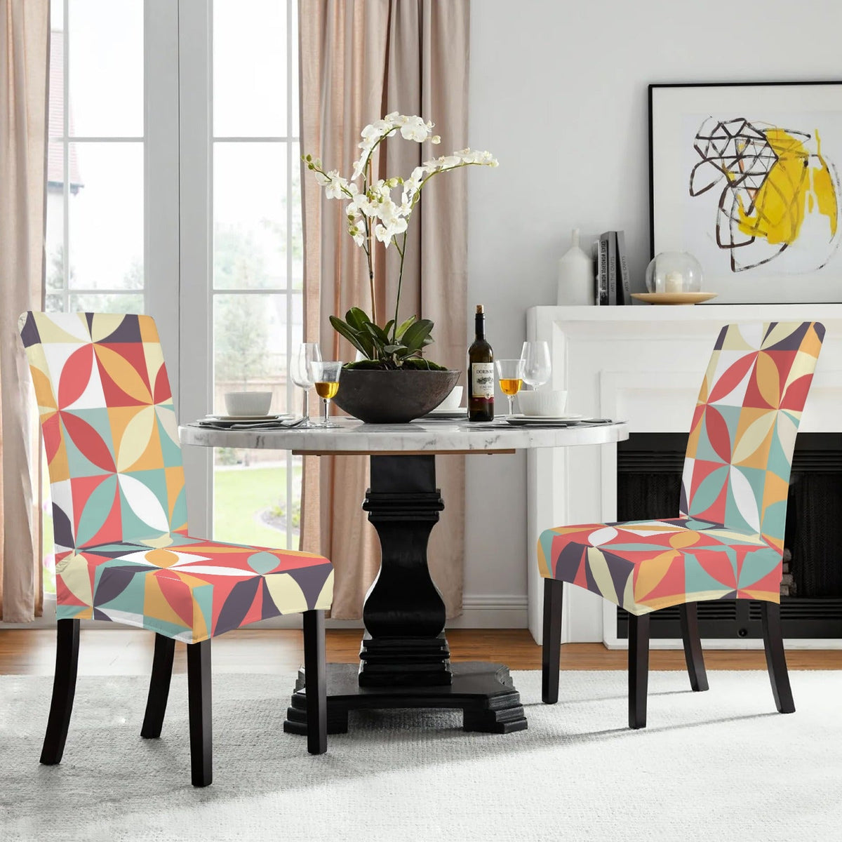Kate McEnroe New York Mid Century Modern Retro Geometric Dining Chair CoverChair SlipcoversD3301048