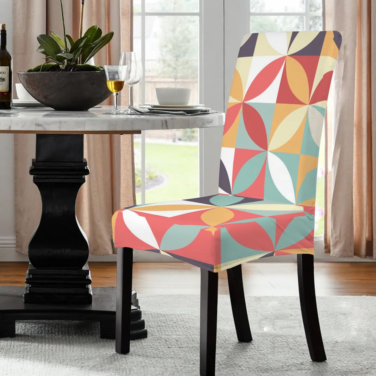 Kate McEnroe New York Mid Century Modern Retro Geometric Dining Chair CoverChair SlipcoversD3301048