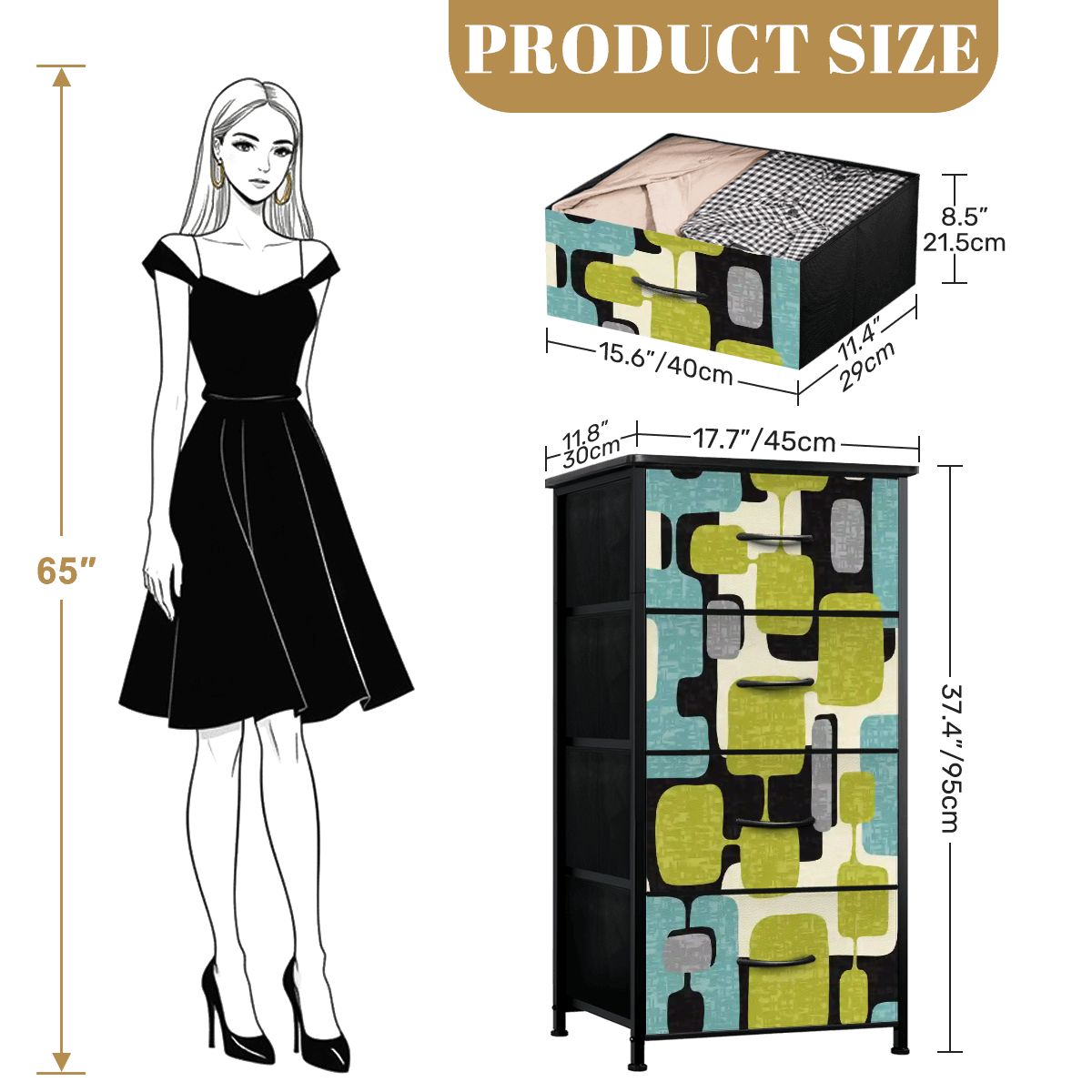 Kate McEnroe New York Mid Century Modern Retro Geometric Dresser, 50s Abstract Storage ChestDressersyIUq1uk0pM