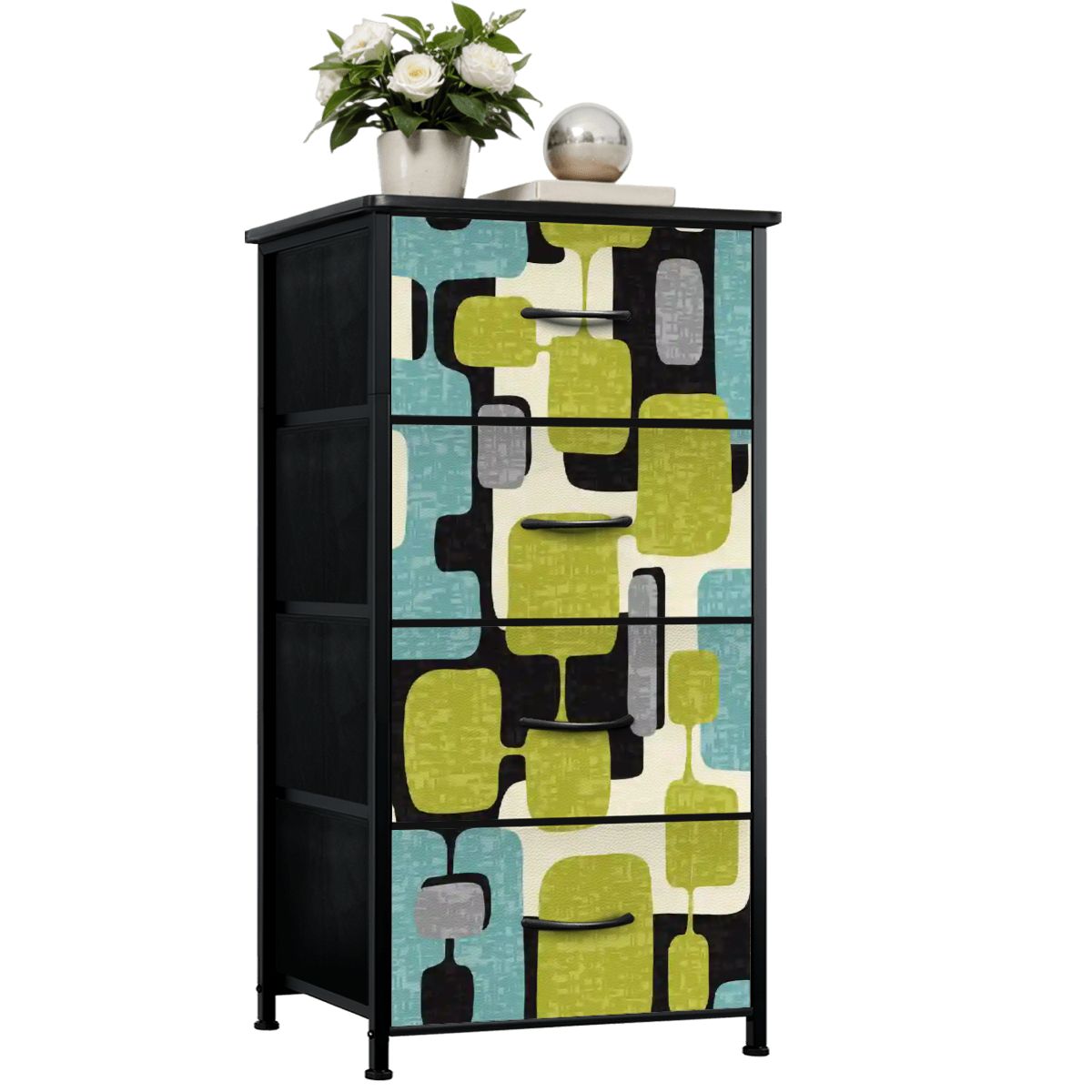 Kate McEnroe New York Mid Century Modern Retro Geometric Dresser, 50s Abstract Storage ChestDressersyIUq1uk0pM