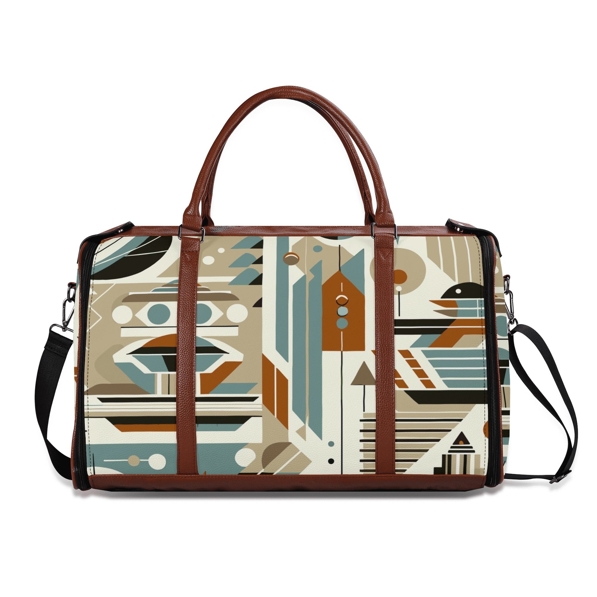 Kate McEnroe New York Mid Century Modern Retro Geometric Foldable Duffel BagDuffel BagsWQE2E05W - 1
