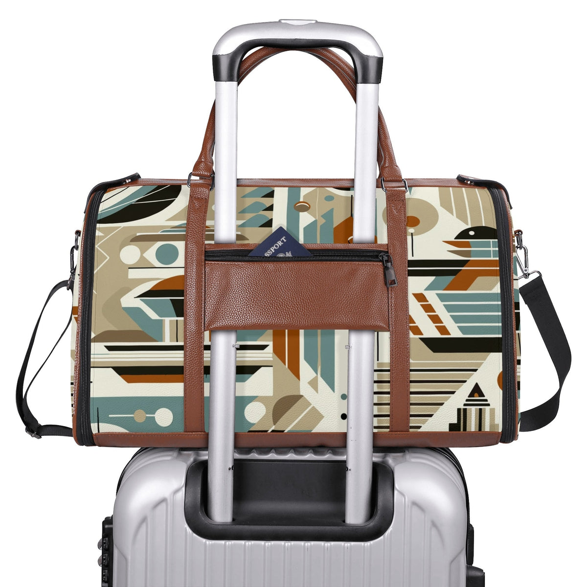 Kate McEnroe New York Mid Century Modern Retro Geometric Foldable Duffel BagDuffel BagsWQE2E05W - 1