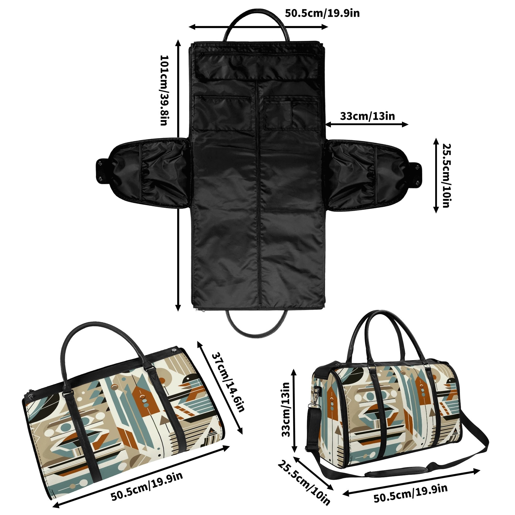 Kate McEnroe New York Mid Century Modern Retro Geometric Foldable Duffel BagDuffel BagsWQE2E05W - 2