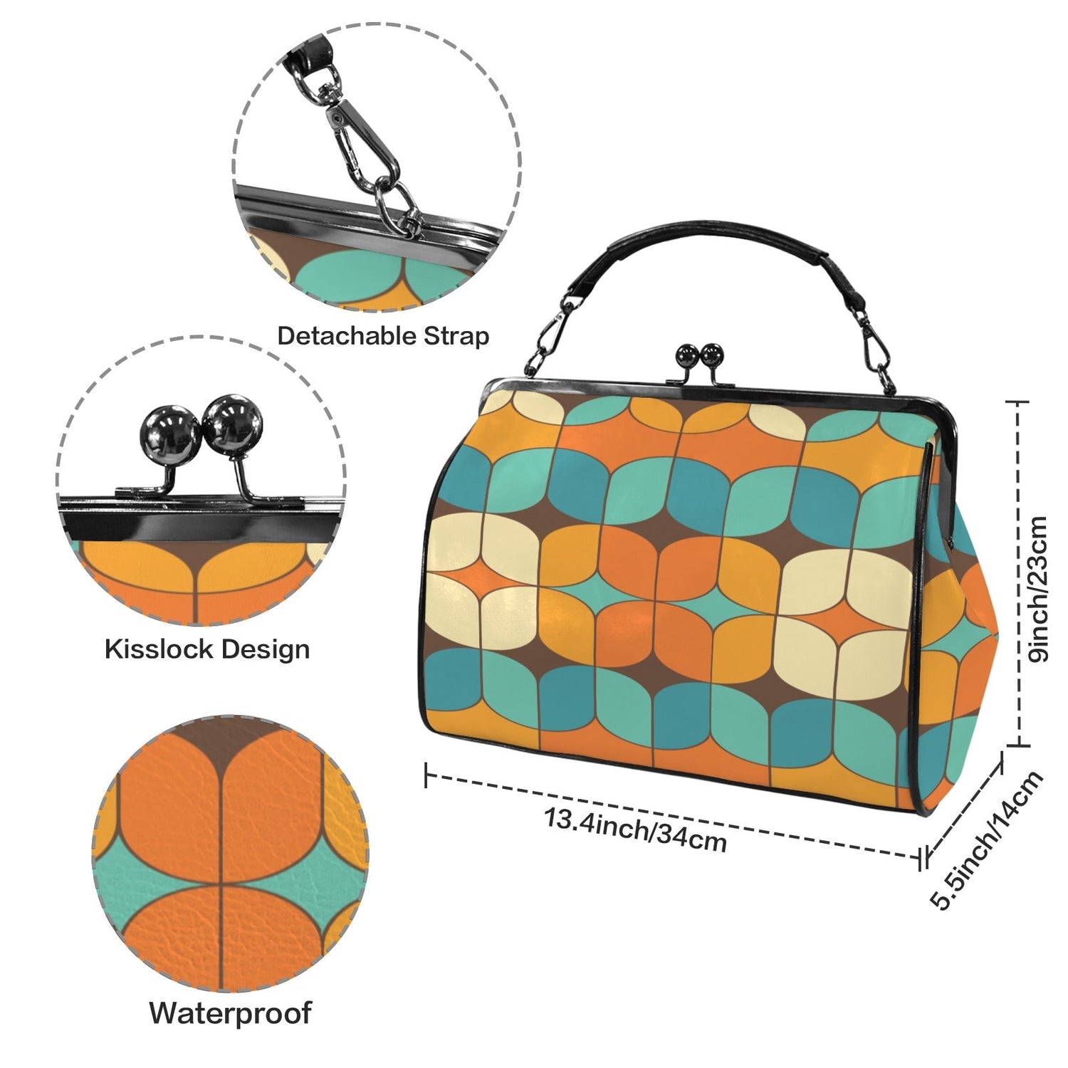 Kate McEnroe New York Mid Century Modern Retro Geometric Kiss Lock Crossbody BagCrossbody BagsD3233915