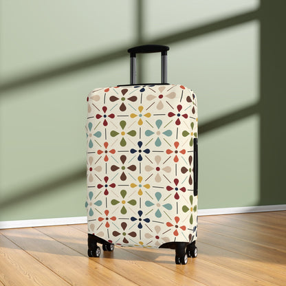 Printify Mid Century Modern Retro Geometric Luggage Cover, 50s MCM Cream, Teal, Mustard, and Rust Suitcase Protector Accessories 25&