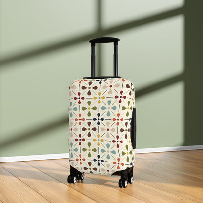 Kate McEnroe New York Mid Century Modern Retro Geometric Luggage Cover, 50s MCM Cream, Teal, Mustard, and Rust Suitcase ProtectorLuggage Covers91510112573464961034