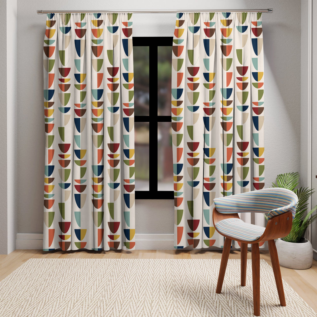 Kate McEnroe New York Mid Century Modern Retro Geometric MCM Blackout Curtain PanelWindow Curtains26834246509348245396
