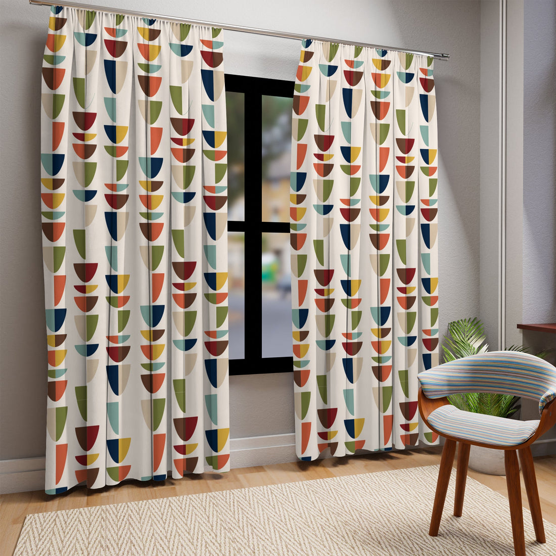 Kate McEnroe New York Mid Century Modern Retro Geometric MCM Blackout Curtain PanelWindow Curtains26834246509348245396