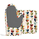 Kate McEnroe New York Mid Century Modern Retro Geometric MCM Pot Holder SetOven Mitts & Pot Holder SetOBB166letJ