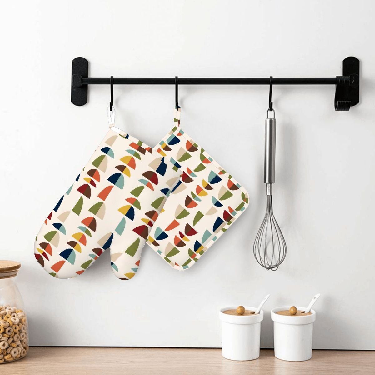 Kate McEnroe New York Mid Century Modern Retro Geometric MCM Pot Holder SetOven Mitts &amp; Pot Holder SetOBB166letJ