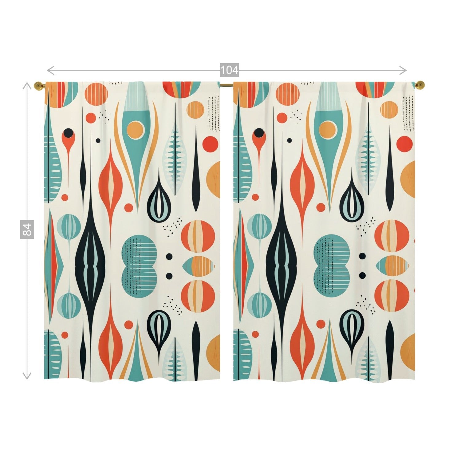 Kate McEnroe New York Mid Century Modern Retro Geometric Semi - Opaque Window Curtains, Boho 50s Style Panel DrapesWindow Curtains123215