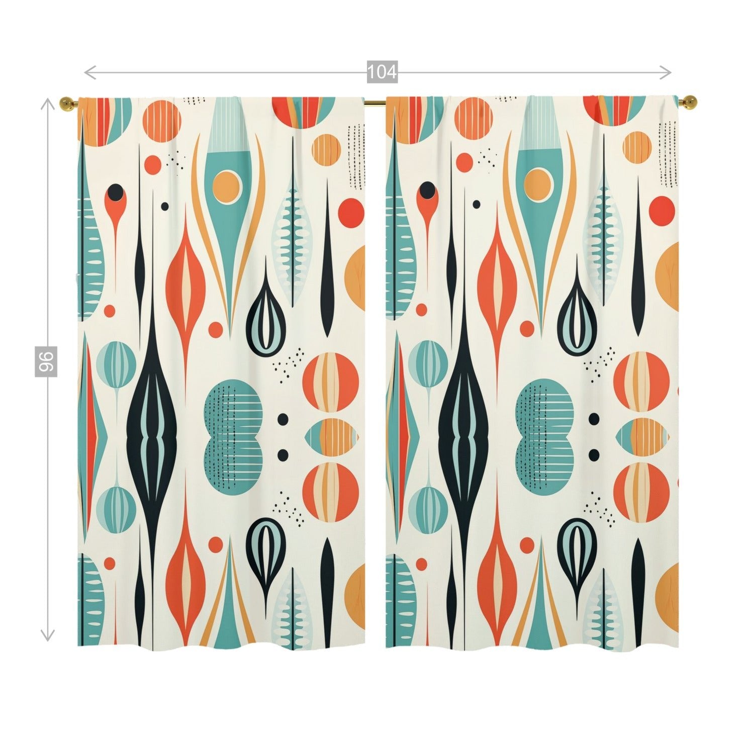 Kate McEnroe New York Mid Century Modern Retro Geometric Semi - Opaque Window Curtains, Boho 50s Style Panel DrapesWindow Curtains123215