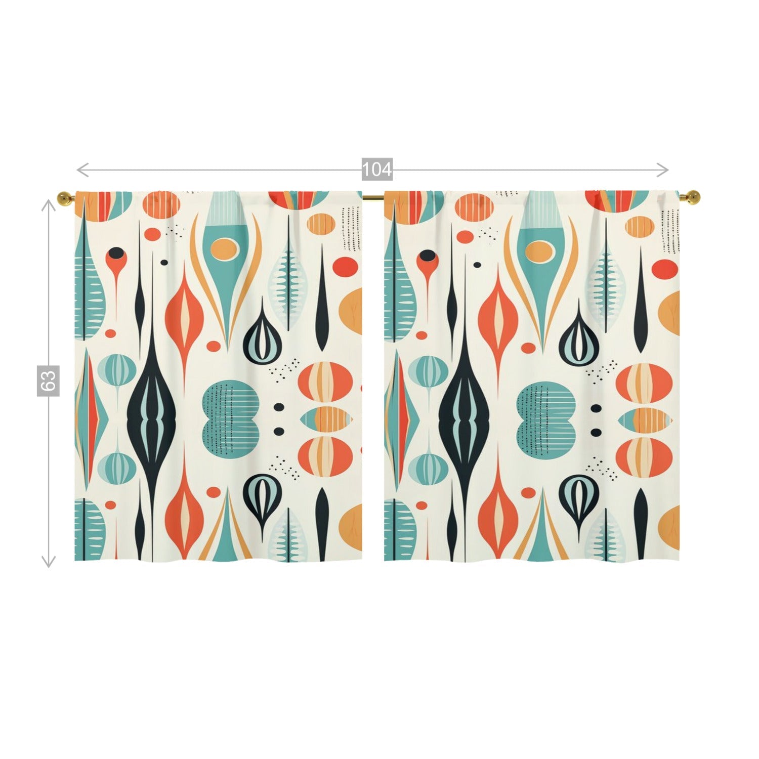 Kate McEnroe New York Mid Century Modern Retro Geometric Semi - Opaque Window Curtains, Boho 50s Style Panel DrapesWindow Curtains123215