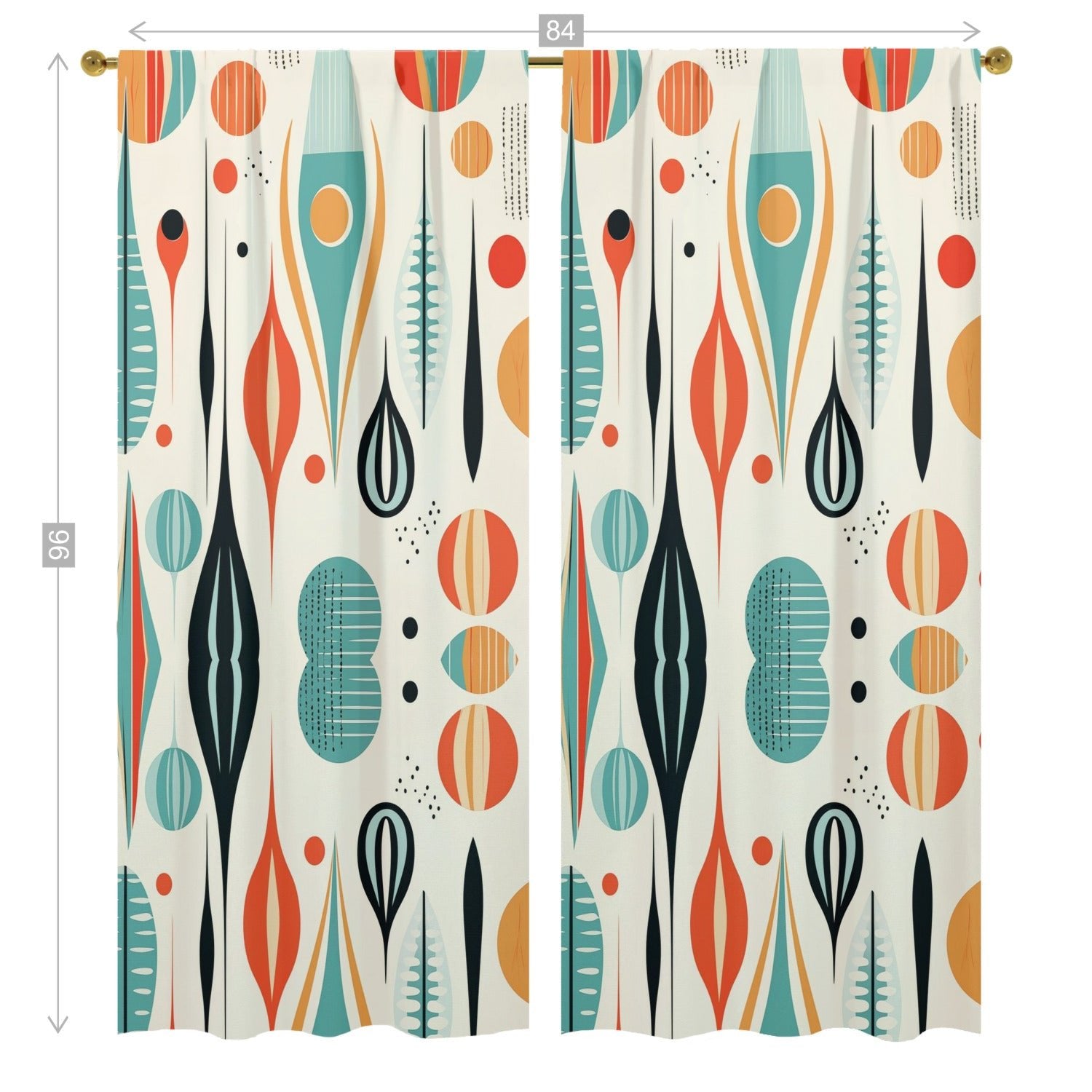 Kate McEnroe New York Mid Century Modern Retro Geometric Semi - Opaque Window Curtains, Boho 50s Style Panel DrapesWindow Curtains123215