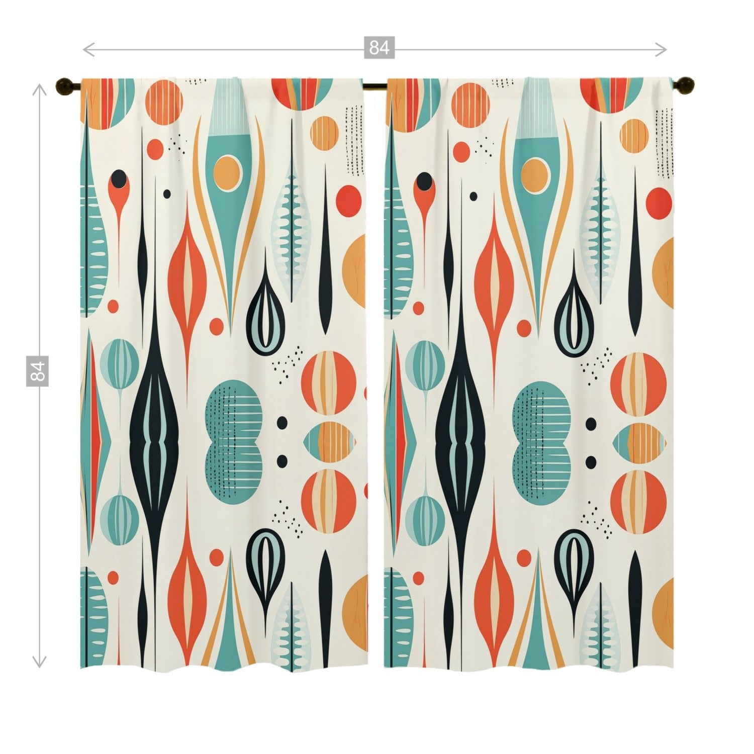 Kate McEnroe New York Mid Century Modern Retro Geometric Semi - Opaque Window Curtains, Boho 50s Style Panel DrapesWindow Curtains123215