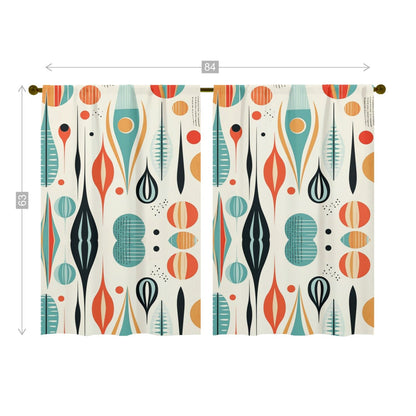 Kate McEnroe New York Mid Century Modern Retro Geometric Semi - Opaque Window Curtains, Boho 50s Style Panel DrapesWindow Curtains123215