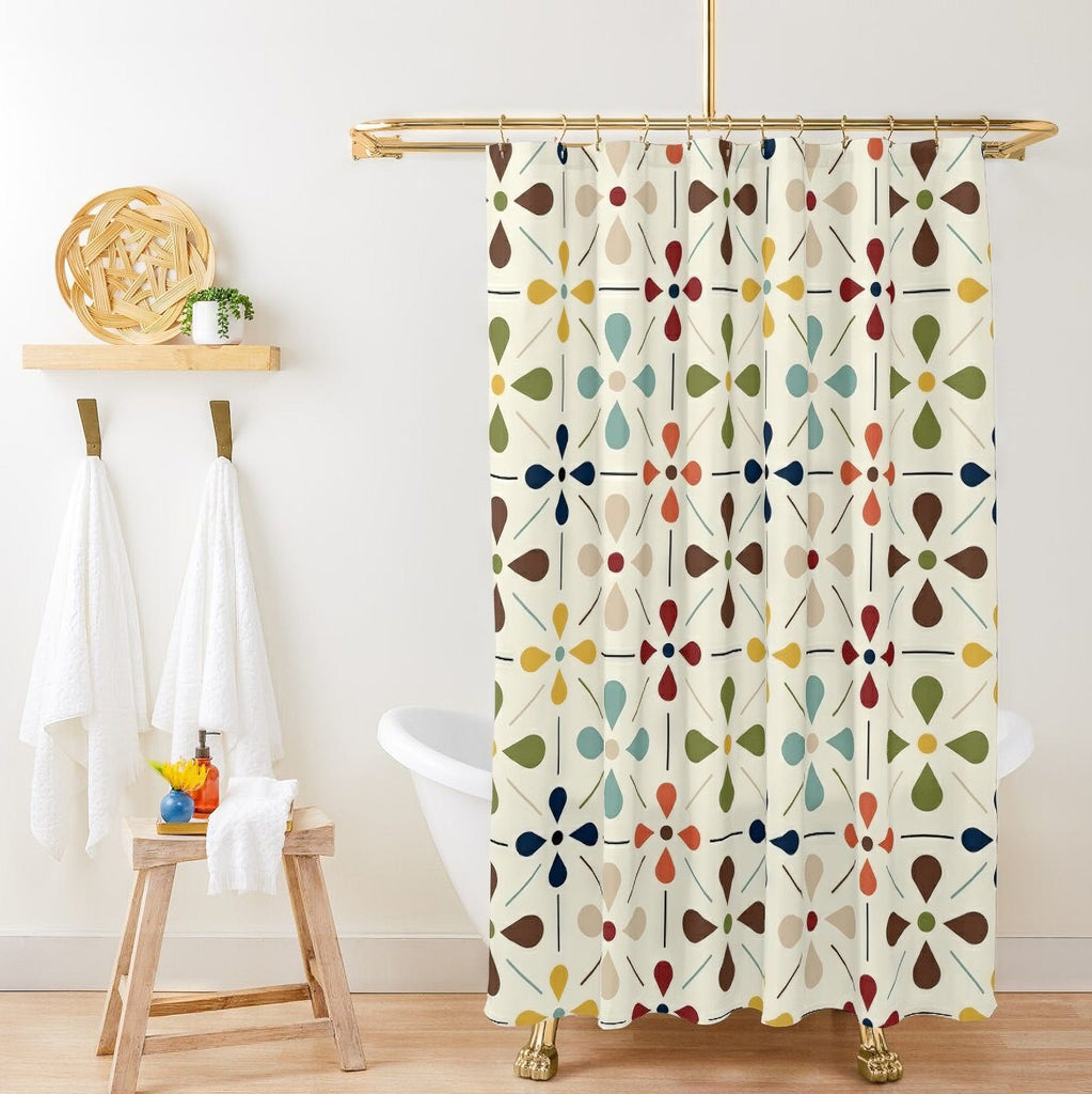 Mid Century Modern Shower Curtains, MCM Shower Accessory, Retro online Bathroom Curtain