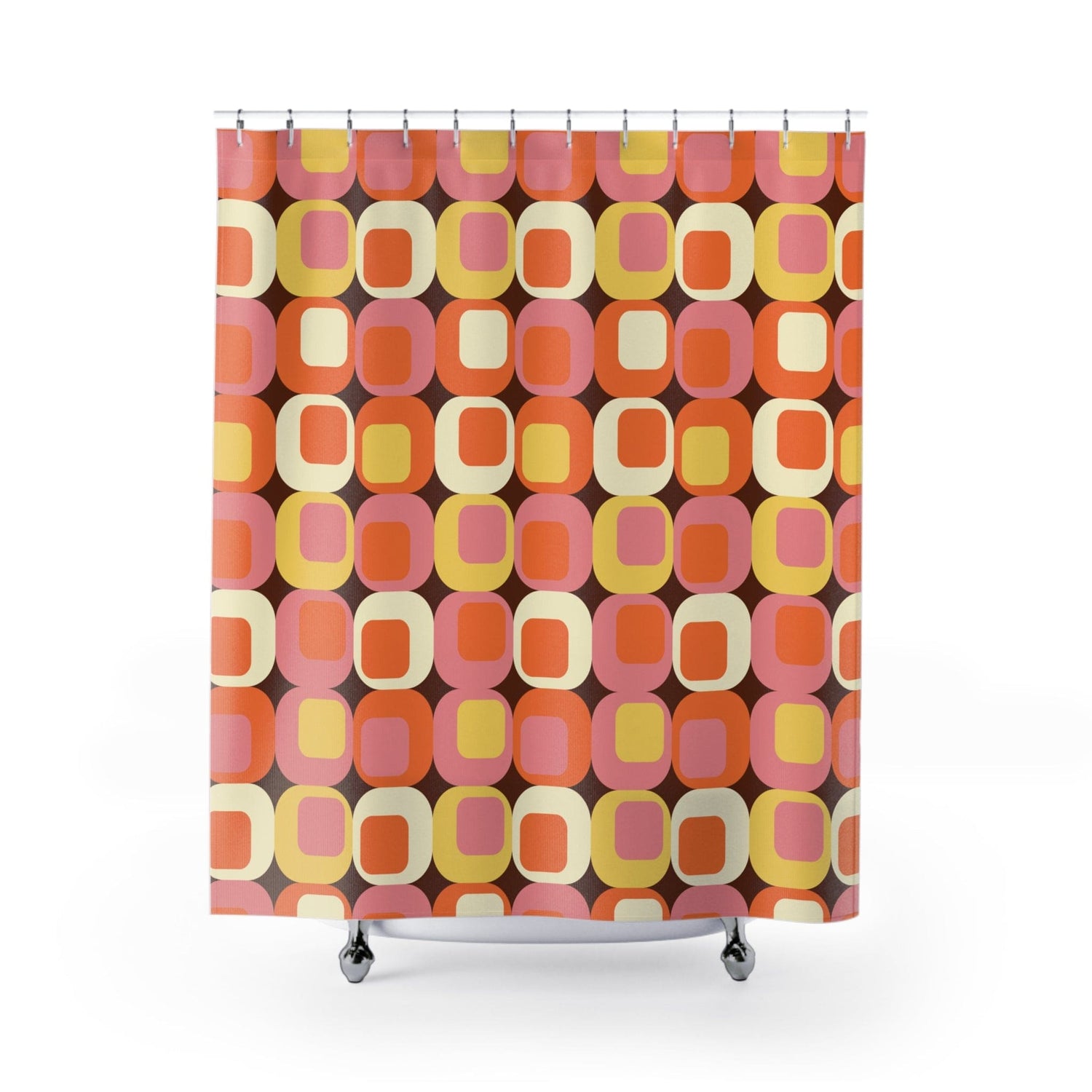 Kate McEnroe New York Mid Century Modern Retro Geometric Squares Shower Curtain Shower Curtains 71&quot; × 74&quot; 15032008933636869054