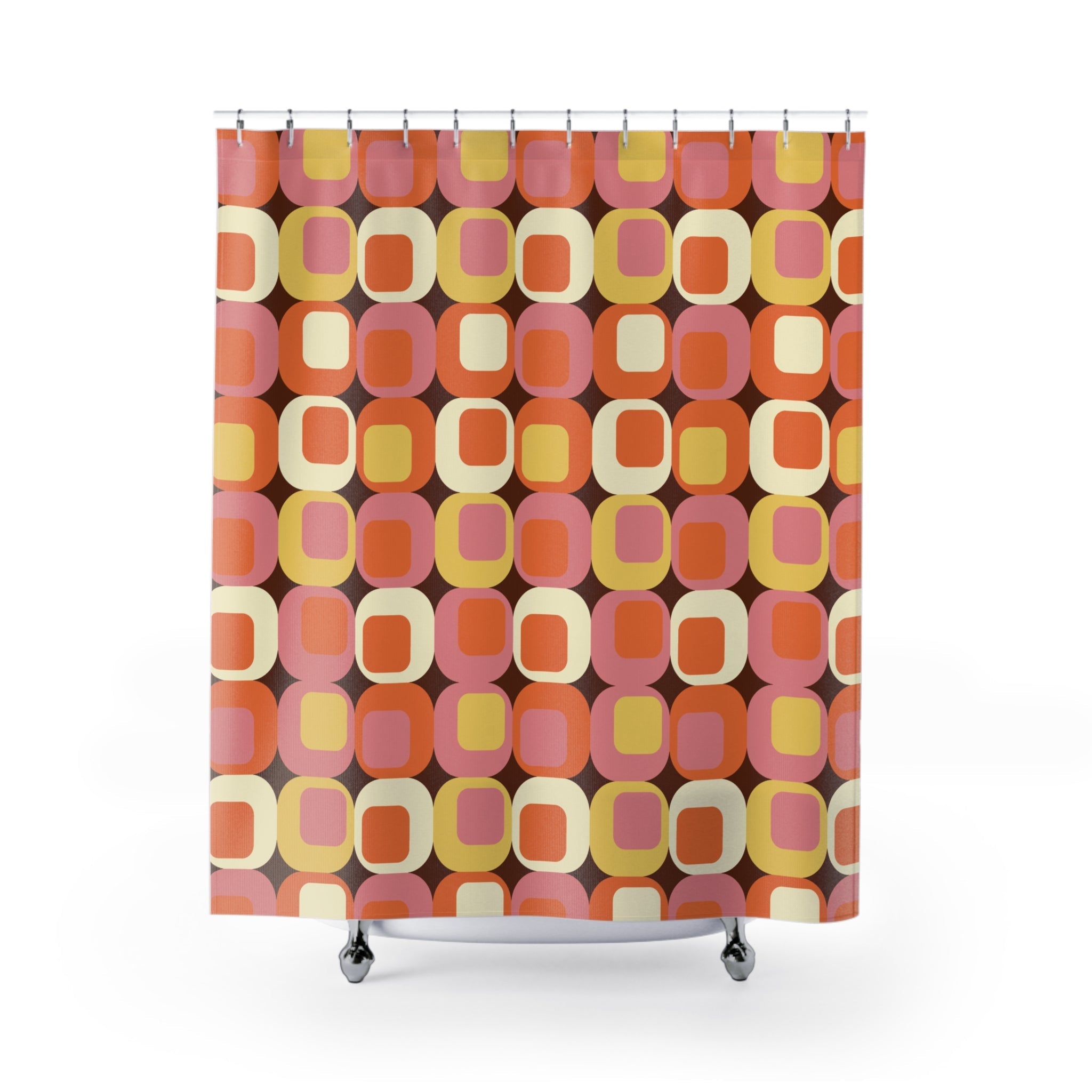 Kate McEnroe New York Mid Century Modern Retro Geometric Squares Shower CurtainShower Curtains15032008933636869054
