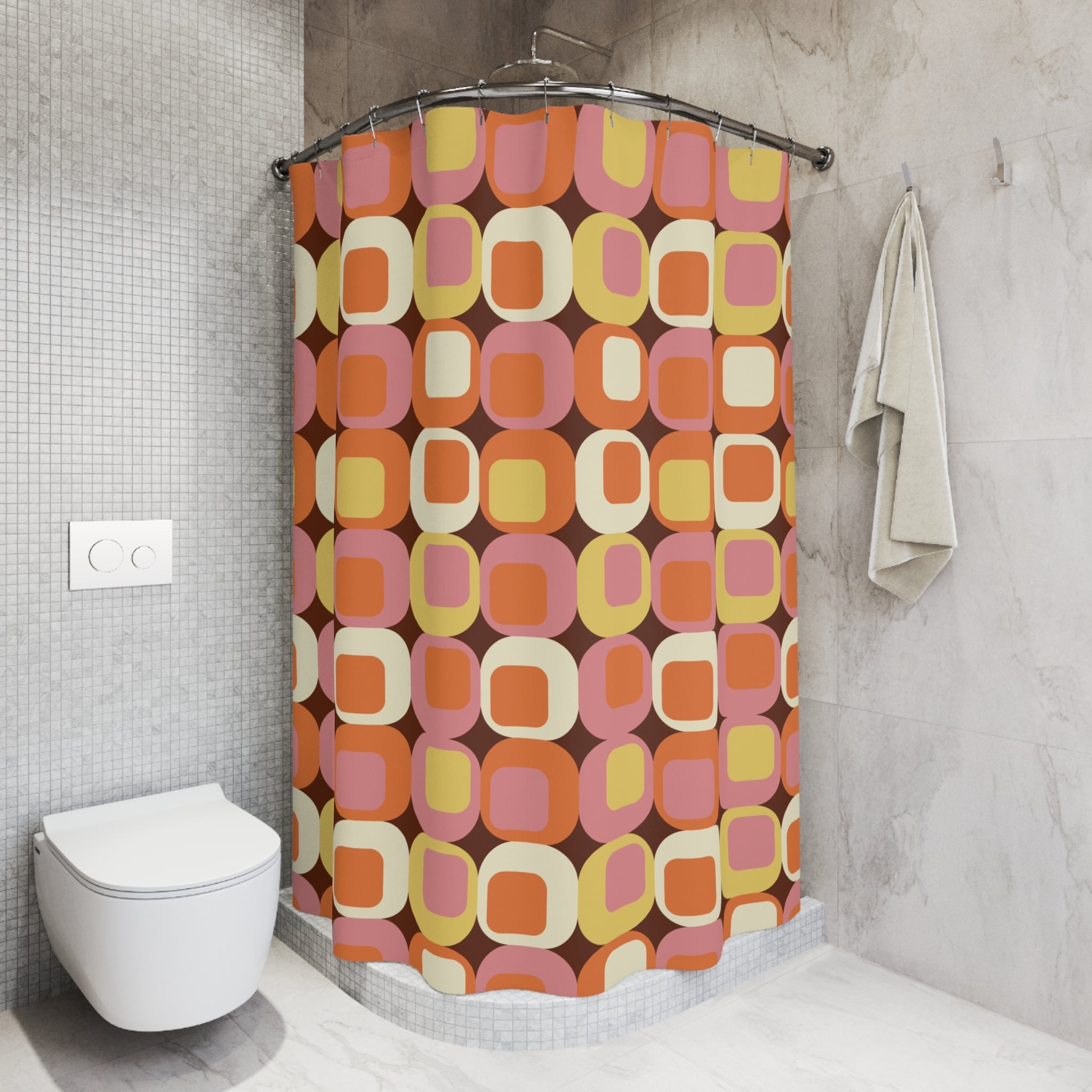 Kate McEnroe New York Mid Century Modern Retro Geometric Squares Shower CurtainShower Curtains15032008933636869054