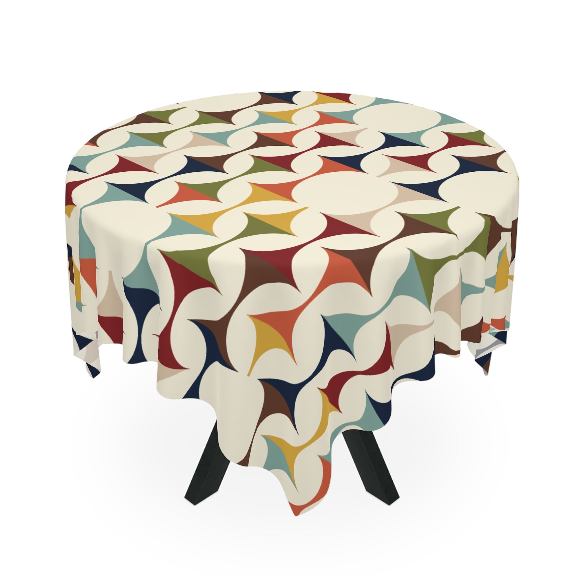Kate McEnroe New York Mid Century Modern Retro Geometric Tablecloth, 60s MCM Table LinensTablecloths22365379743160437590