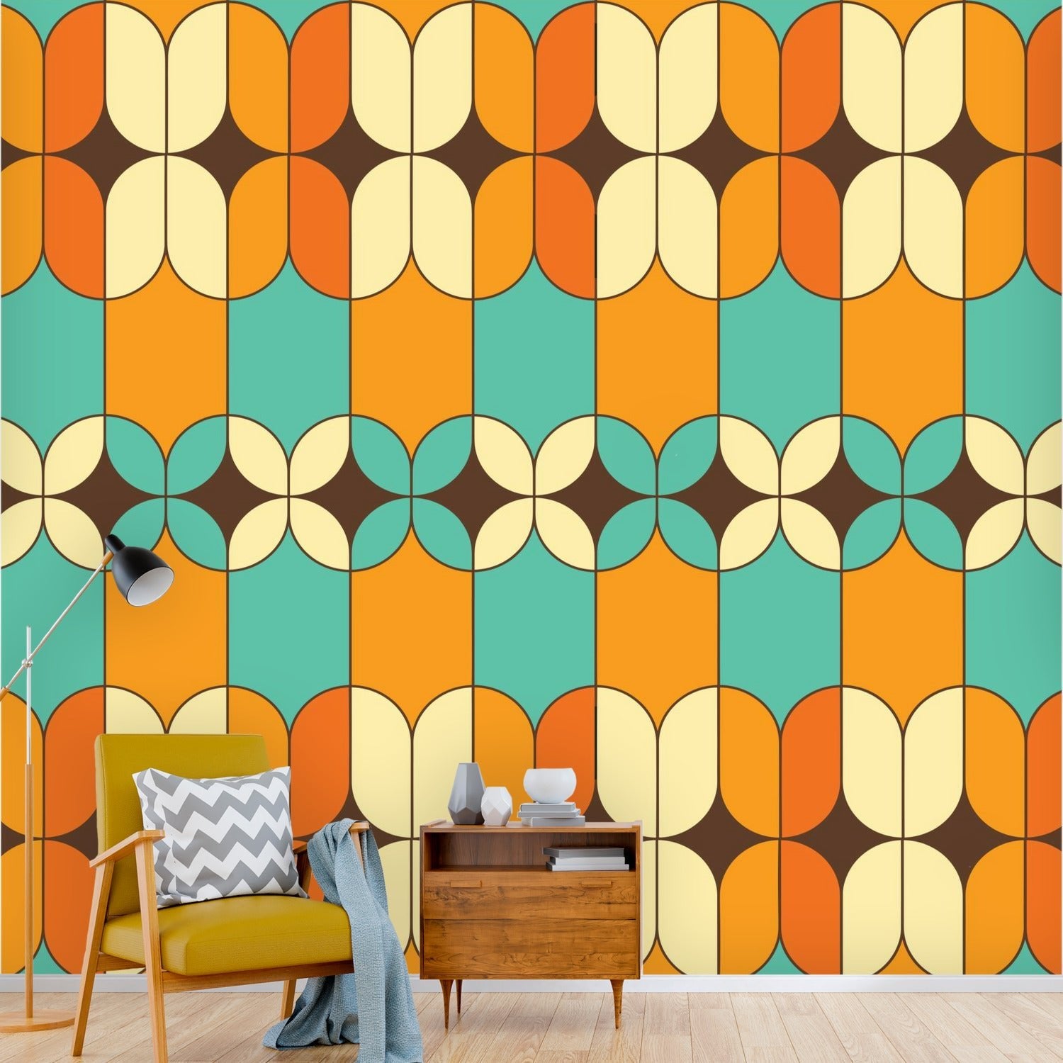 Kate McEnroe New York Mid Century Modern Retro Geometric Wall MuralWall Mural119786