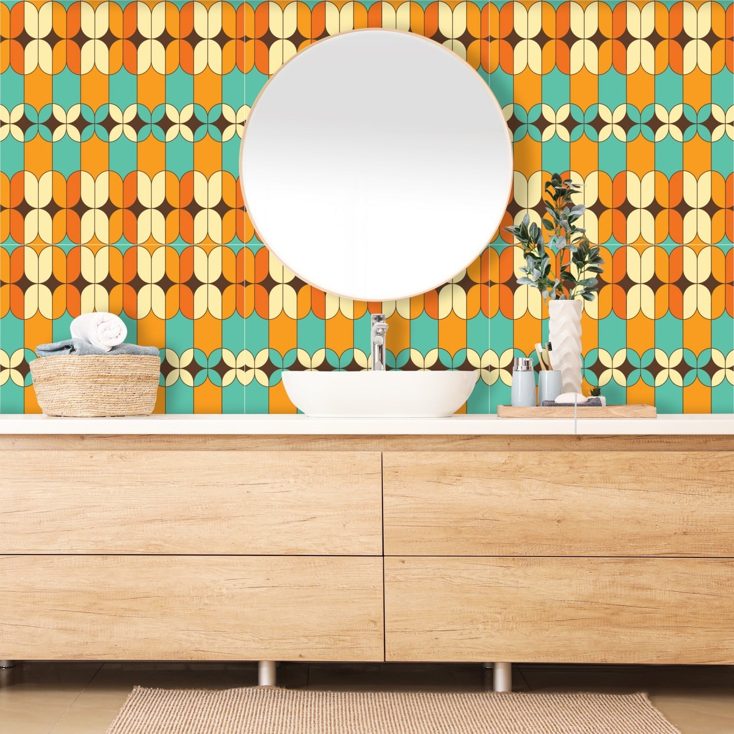 Kate McEnroe New York Mid Century Modern Retro Geometric Wallpaper PanelWallpaper119756