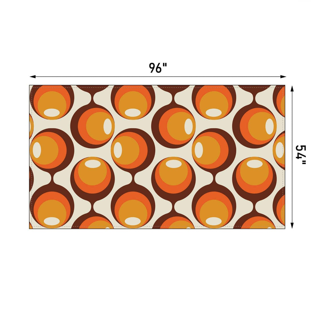 Kate McEnroe New York Mid Century Modern Retro Groovy Orbs Tablecloth, Atomic Age Vintage Style Orange, Brown, Yellow Table LinensTablecloths108348