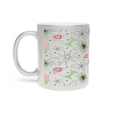 Kate McEnroe New York Mid Century Modern Retro Kitsch Starburst Metallic Mug, Pink, Lime Green Atomic Age Accent Coffee Mug, Gold or Silver Mid Mod DrinkwareMugs14257307857917781770