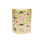 Kate McEnroe New York Mid Century Modern Retro Kitsch Starburst Metallic Mug, Pink, Lime Green Atomic Age Accent Coffee Mug, Gold or Silver Mid Mod DrinkwareMugs14257307857917781770