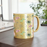 Kate McEnroe New York Mid Century Modern Retro Kitsch Starburst Metallic Mug, Pink, Lime Green Atomic Age Accent Coffee Mug, Gold or Silver Mid Mod DrinkwareMugs14257307857917781770