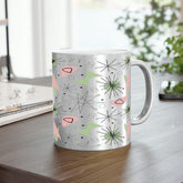 Kate McEnroe New York Mid Century Modern Retro Kitsch Starburst Metallic Mug, Pink, Lime Green Atomic Age Accent Coffee Mug, Gold or Silver Mid Mod DrinkwareMugs14257307857917781770