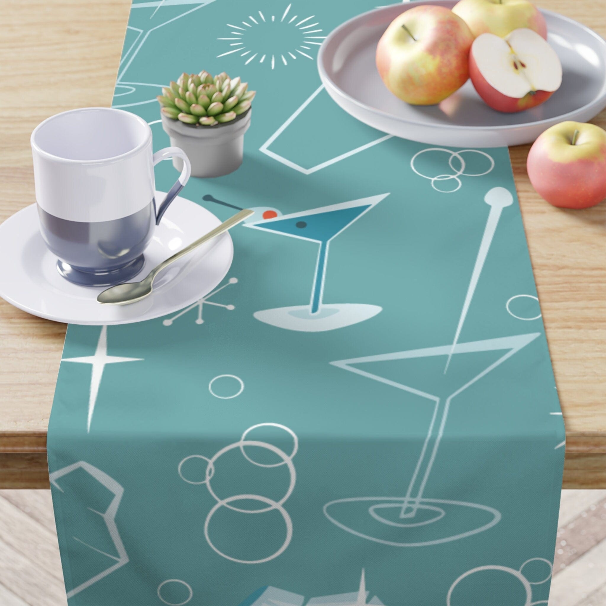 Kate McEnroe New York Mid Century Modern Retro Kitschy Cocktail &amp; Bubbles Table RunnerTable Runners78368031035481531558