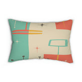 Kate McEnroe New York Mid Century Modern Retro Lumbar Pillow, Atomic Starburst Teal, Burnt Orange Cream, Mustard Yellow, Accent Pillow for Home DecorThrow PillowsLP - GEO - ABS - 1