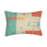 Kate McEnroe New York Mid Century Modern Retro Lumbar Pillow, Atomic Starburst Teal, Burnt Orange Cream, Mustard Yellow, Accent Pillow for Home DecorThrow PillowsLP - GEO - ABS - 1