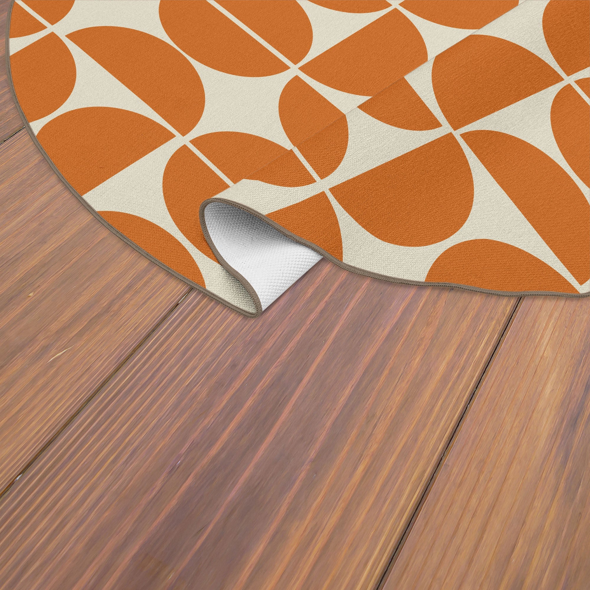 Kate McEnroe New York Mid Century Modern Retro Orange Mod Geometric Circle Area RugRugs