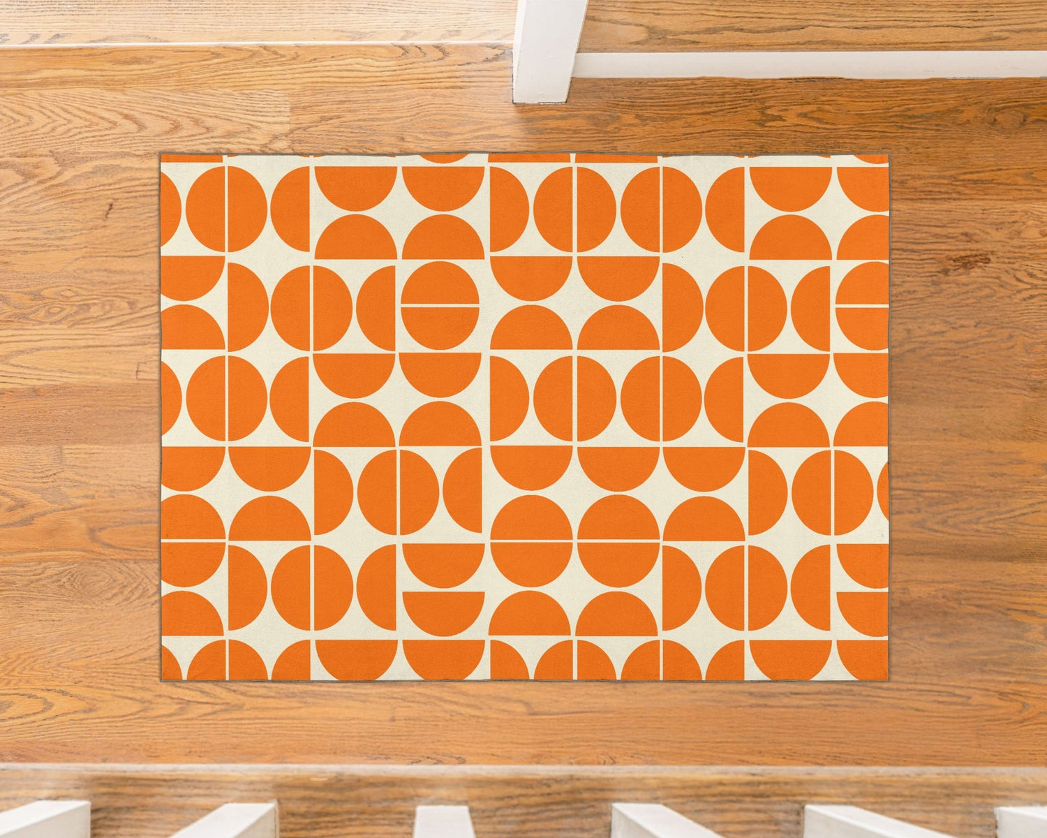 Kate McEnroe New York Mid Century Modern Retro Orange Mod Geometric Circle Area RugRugs