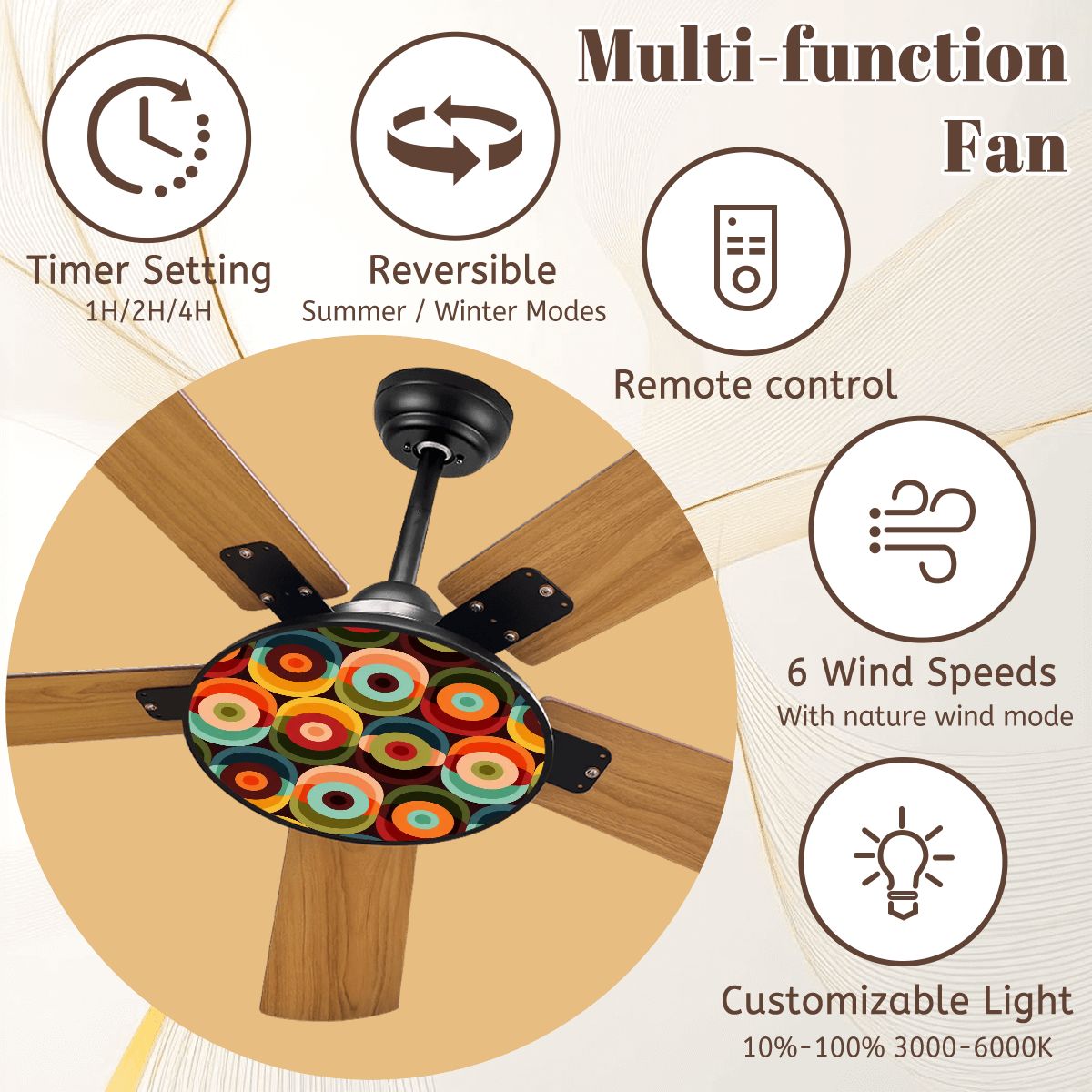 Kate McEnroe New York Mid Century Modern Retro Orb Ceiling Fan with Light, 50s Psychedelic FixtureCeiling FansKkG3GEvVrt