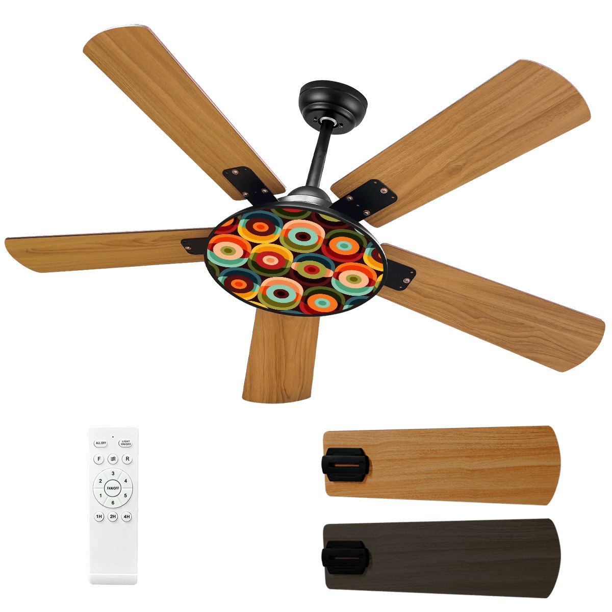 Kate McEnroe New York Mid Century Modern Retro Orb Ceiling Fan with Light, 50s Psychedelic FixtureCeiling FansKkG3GEvVrt