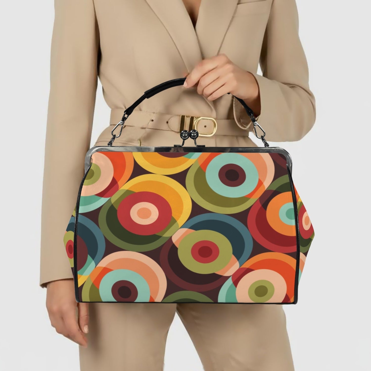 Kate McEnroe New York Mid Century Modern Retro Orbs Kiss Lock PurseCrossbody BagsD3233925