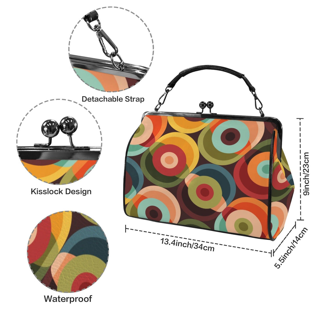 Kate McEnroe New York Mid Century Modern Retro Orbs Kiss Lock PurseCrossbody BagsD3233925