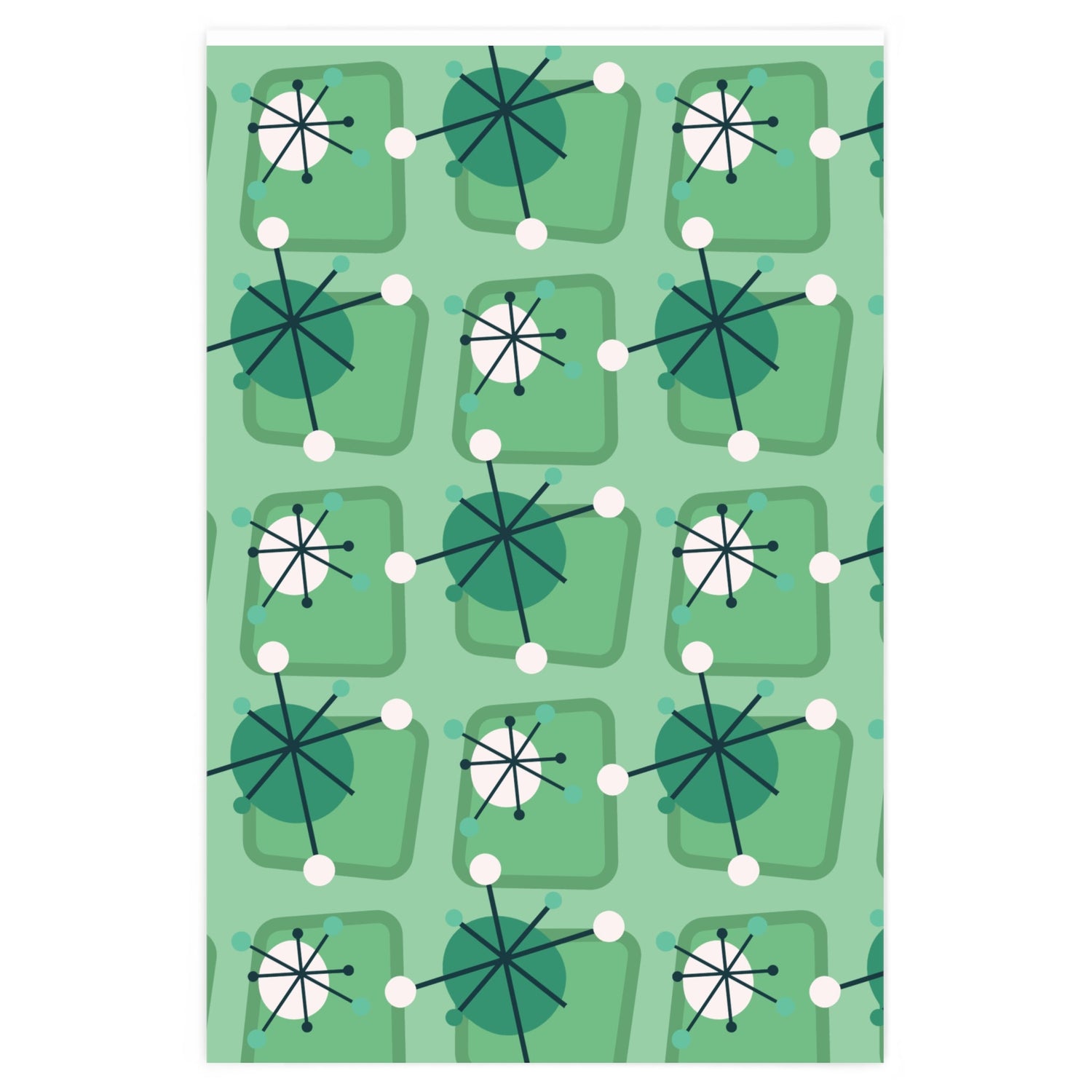 Kate McEnroe New York Mid Century Modern Retro Starburst Wrapping Paper, Atomic Age Green MCM Gift Wrap - 130982624Wrapping Paper19980069041592491755