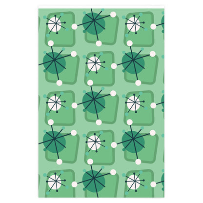 Kate McEnroe New York Mid Century Modern Retro Starburst Wrapping Paper, Atomic Age Green MCM Gift Wrap - 130982624Wrapping Paper19980069041592491755